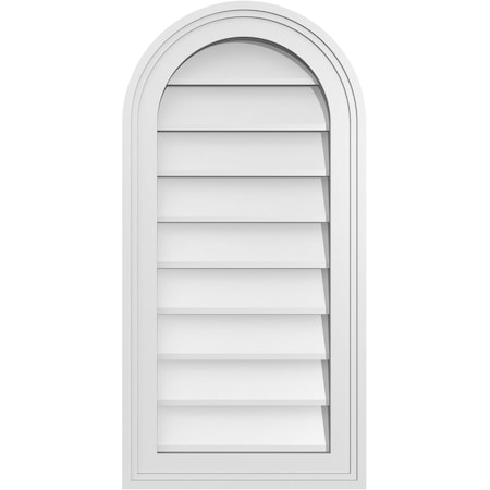 Ekena Millwork Round Top Surface Mount PVC Gable Vent w/ 2"W x 1-1/2"P Brickmould Frame, 14"W x 28"H GVPRT14X2802SN